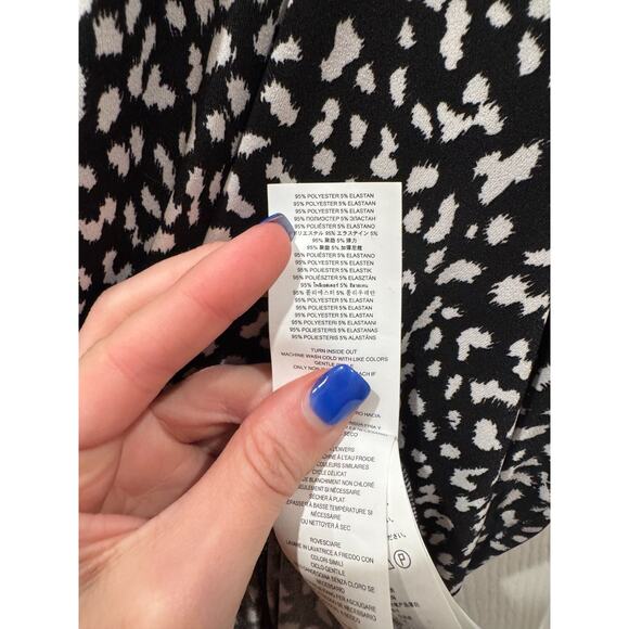 NWT Michael Kors Dress Black Wrap Tie Black White Spots Short Sleeve Womens XL - Picture 5 of 5